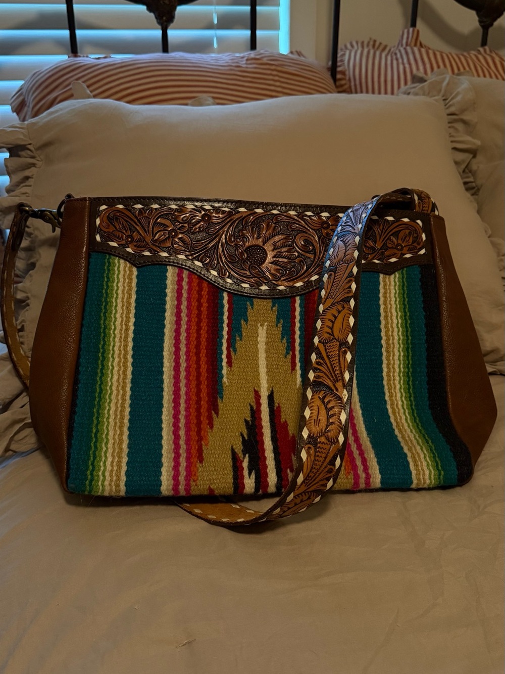 American Girl Southwestern-Style Shoulder Bag in Teal, Green, Red & Brown